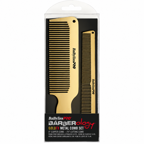 BaByliss GOLDFX Premium Metal Comb Set 2-Piece Gold Finish - BCOMBSET2G