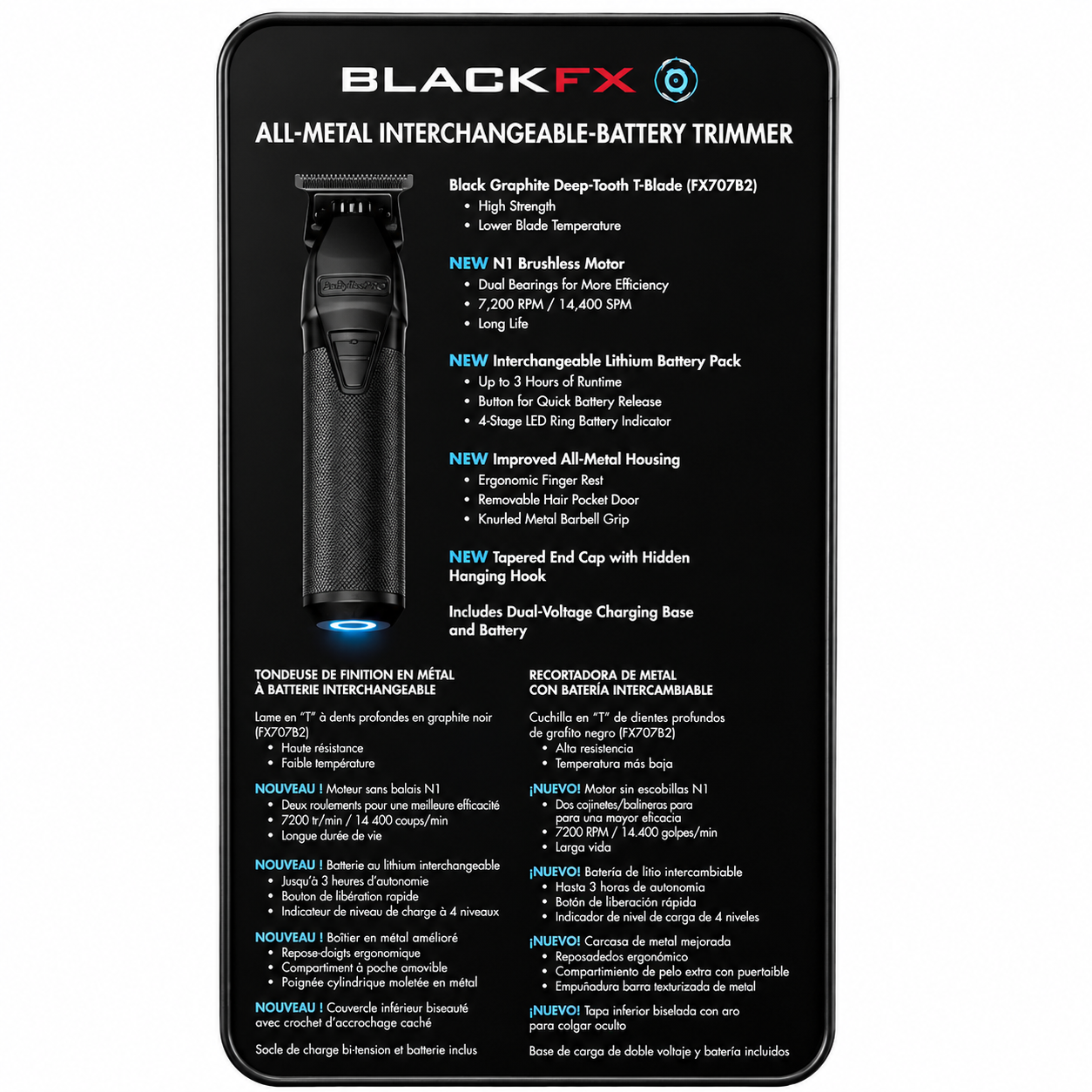 BaByliss PRO FXONE BlackFX Cordless Trimmer FX799MB