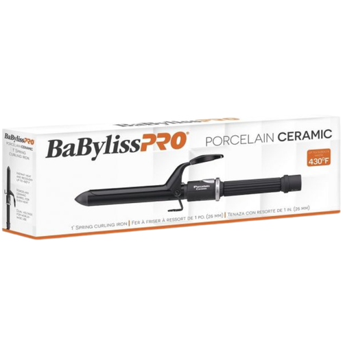 BaByliss Pro Porcelain Ceramic Spring Curling Iron 1" BP100SUC