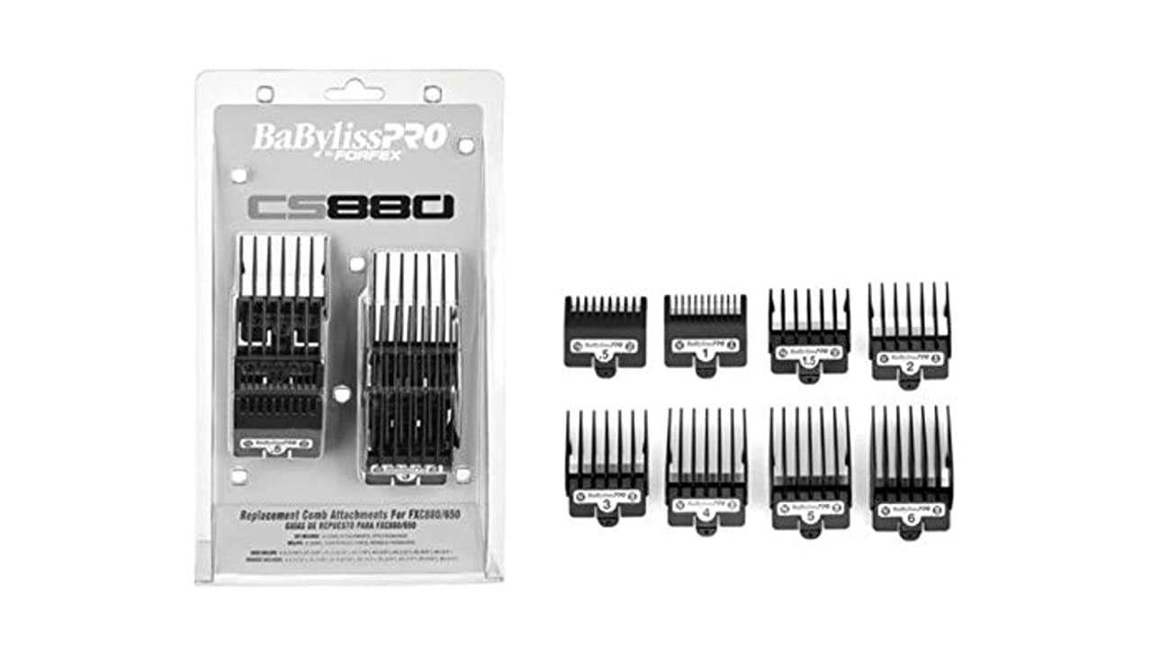 BaBylissPRO 8pc Guard Set FXCS880 – Premium Professional Clipper Guards for Precision Hair Cutting & Styling