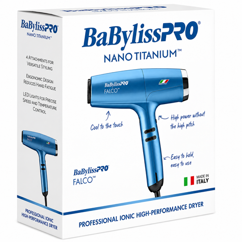 Babyliss Pro Nano Titanium Professional Italian High-Speed Falco Dryer Blue BNT8550