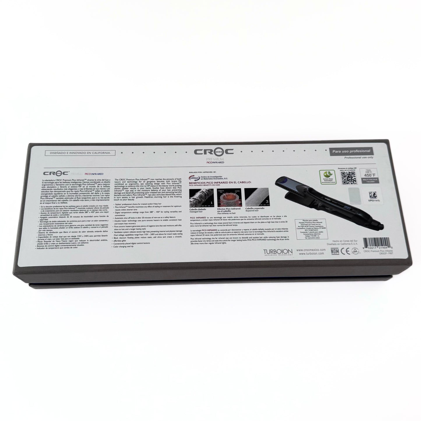 CROC Professional Premium PICO Infrared Flat Iron back of box