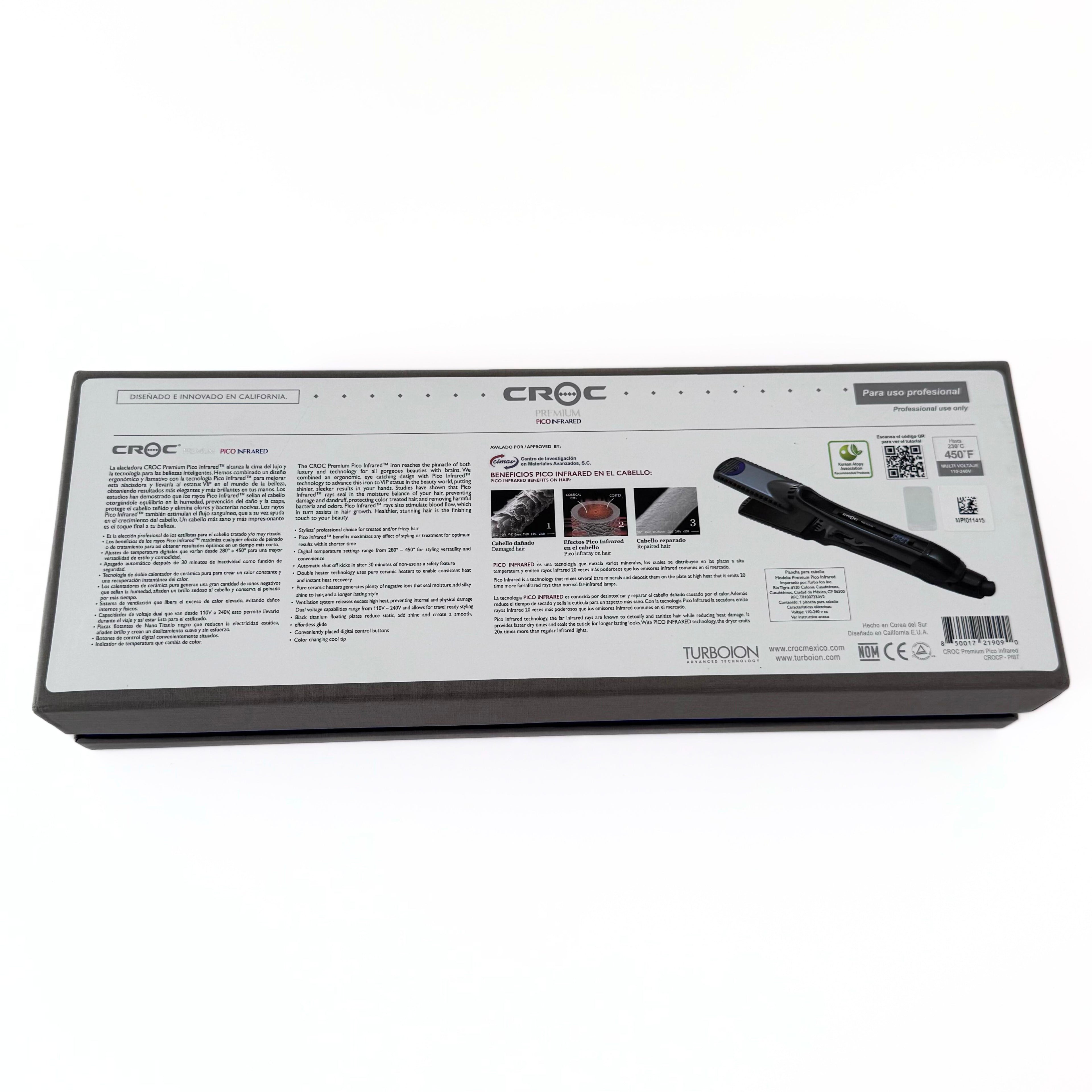 CROC Professional Premium PICO Infrared Flat Iron back of box