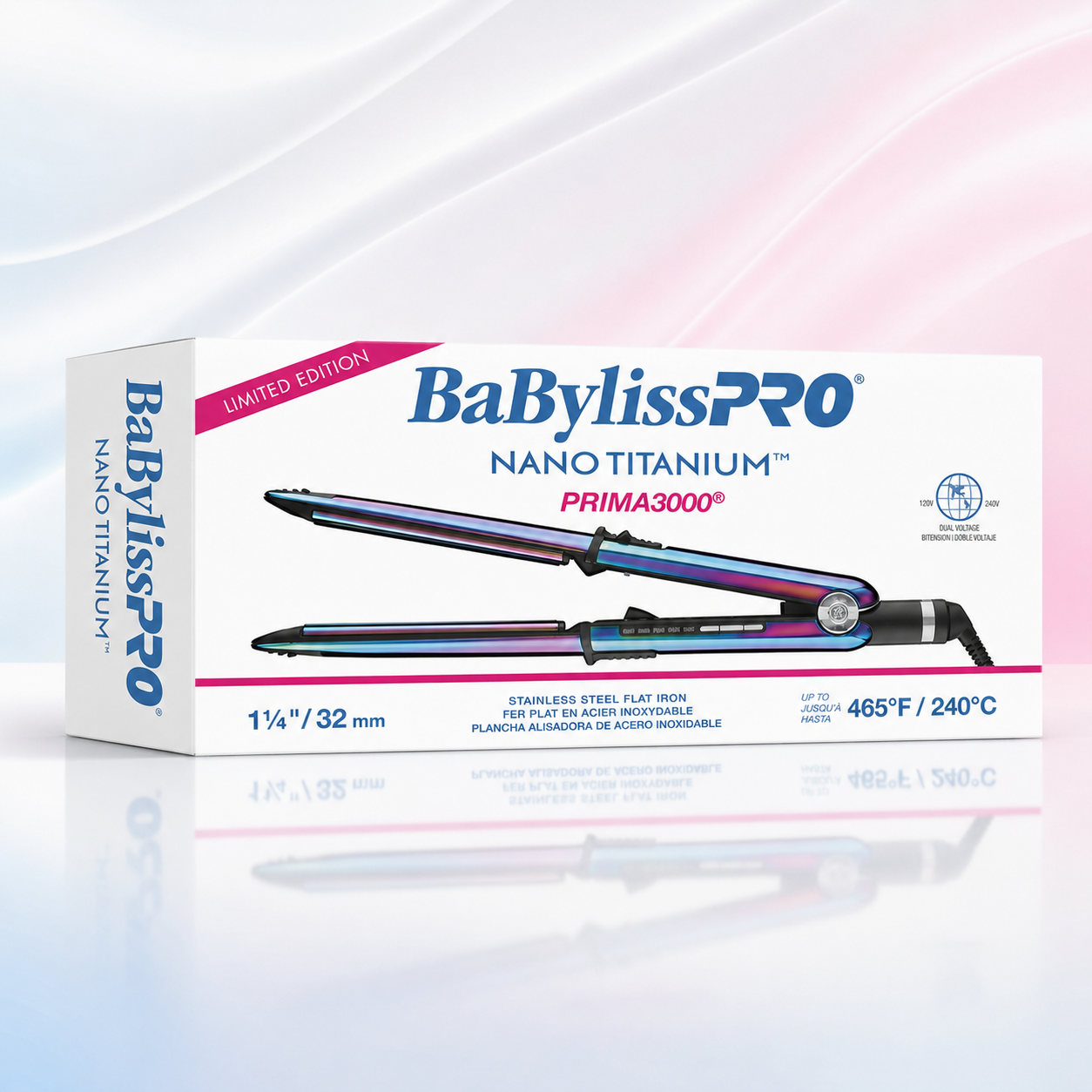 BaBylissPRO Limited Edition Iridescent Nano Titanium Prima 3000 Flat Iron BNTRB3000TUC
