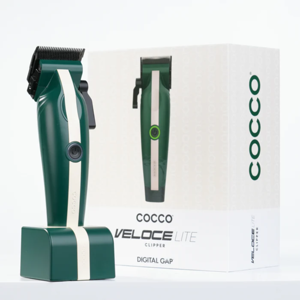 Cocco Veloce Lite Clipper (Green/White Stripe) Ultra‑Light Professional 7000 RPM Hair Clipper green stripe clip