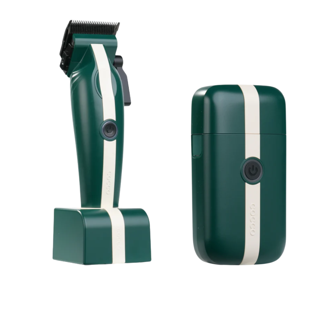 Cocco Veloce Lite Clipper & Shaver  green stripe shav+green stripe clip