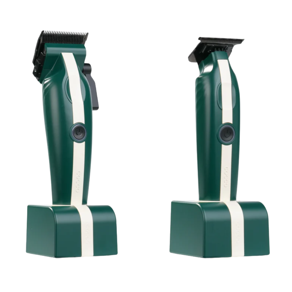 Cocco Veloce Lite Clipper & Trimmer Ultra‑Light 7000 RPM Professional Barber Kit green stripe trim+green stripe clip