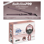 GAMMA+ Aria Dual Ionic Hair Dryer Rose Gold 1875W & BaBylissPRO Nano Titanium Prima 3100 Flat Iron BNTP3100TUC+GPADIRG