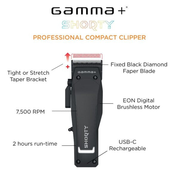 Gamma+ Shorty Clipper #GP605M black with description