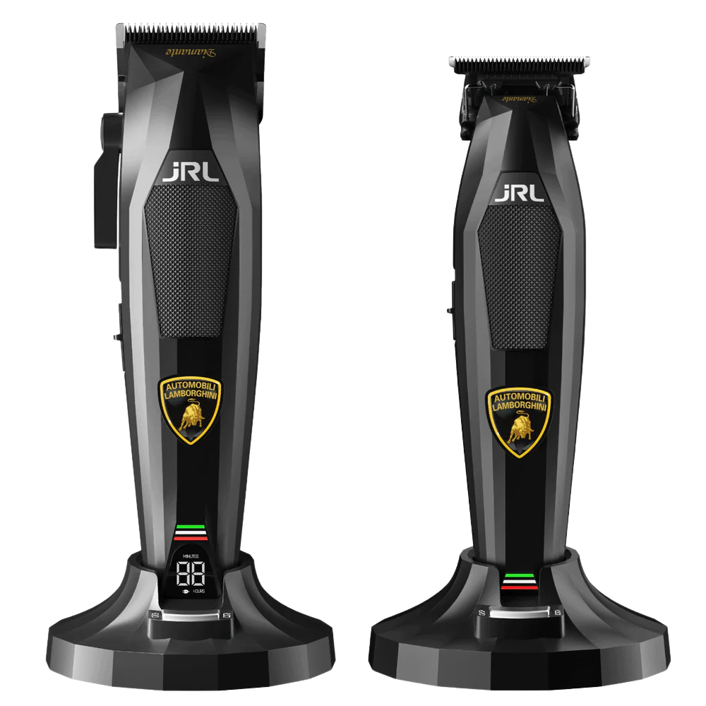 JRL x Lamborghini Diamante Combo Set – Black (DI2025B) – 8200 RPM Dual-Speed Clipper & Trimmer