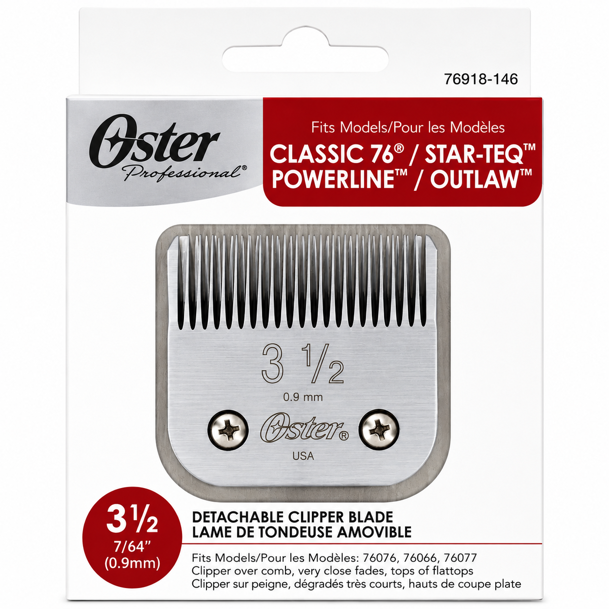 Oster Detachable Blade Size 3½ Professional Clipper Blade 76918-146