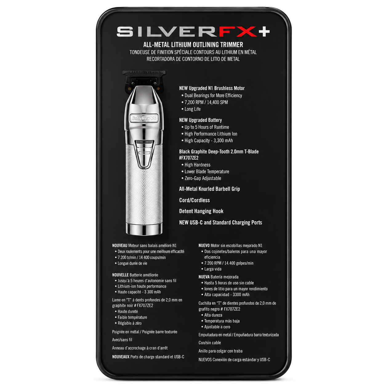 SilverFX Outlining Cordless Trimmer All-Metal Precision Detail Trimmer FX787NS