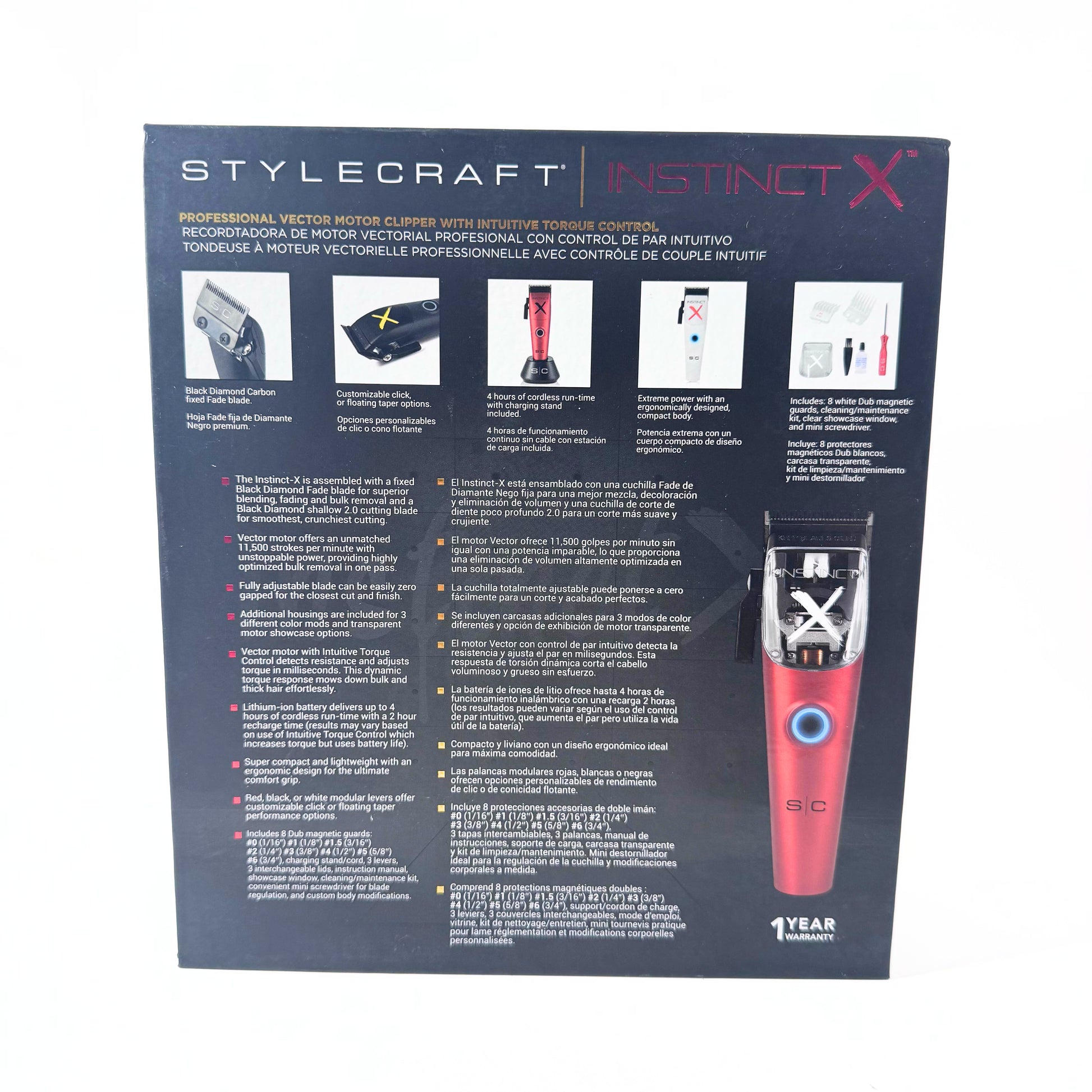 StyleCraft Instinct-X Cordless Clipper SC608M back of box
