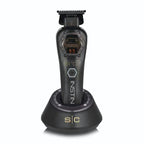 StyleCraft Instinct Metal Trimmer #SC410M – High-Torque Cordless Precision Trimmer black on stand