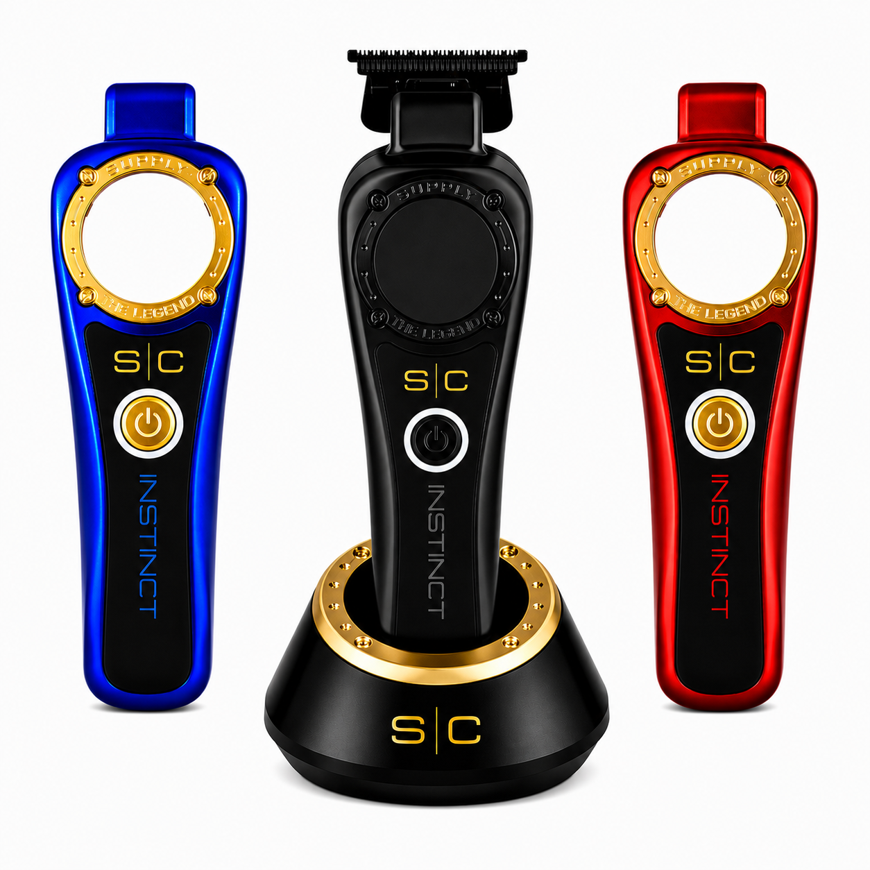 StyleCraft Instinct Professional Barber Bundle Clipper, Trimmer & Metal Double Foil Shaver SC607M + SC407M + SC807B