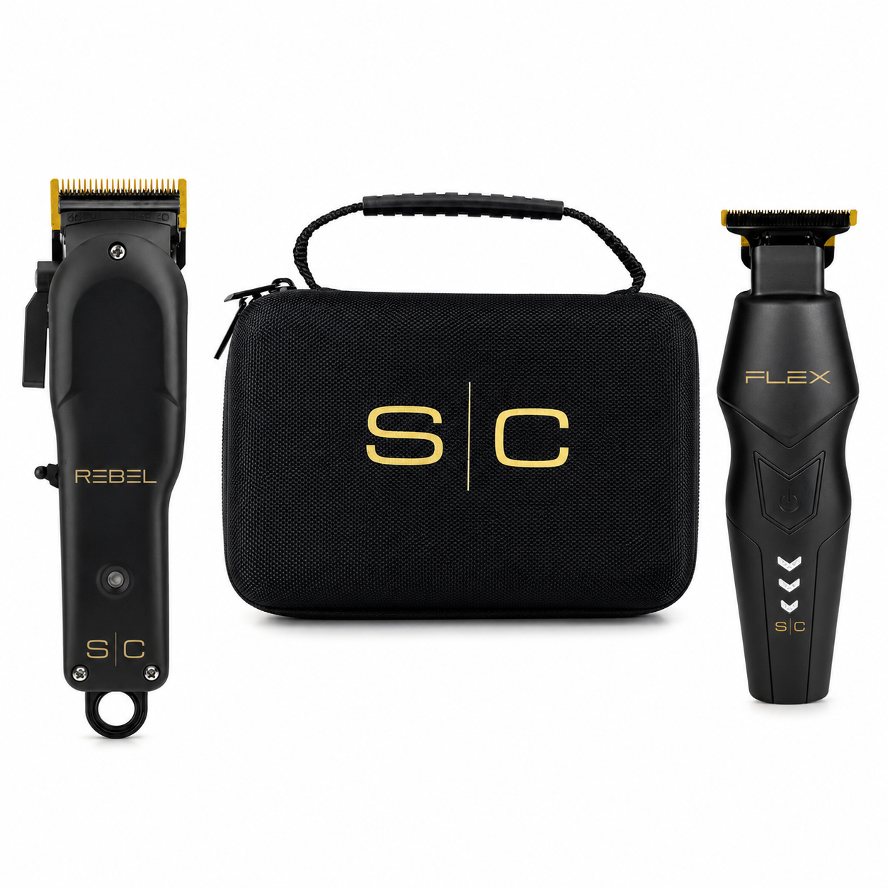 StyleCraft Pro Super Set Black Rebel Clipper & Flex Trimmer Premium Clipper SC326B