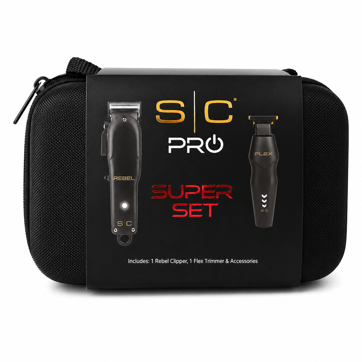 StyleCraft Pro Super Set Black Rebel Clipper & Flex Trimmer Premium Clipper SC326B