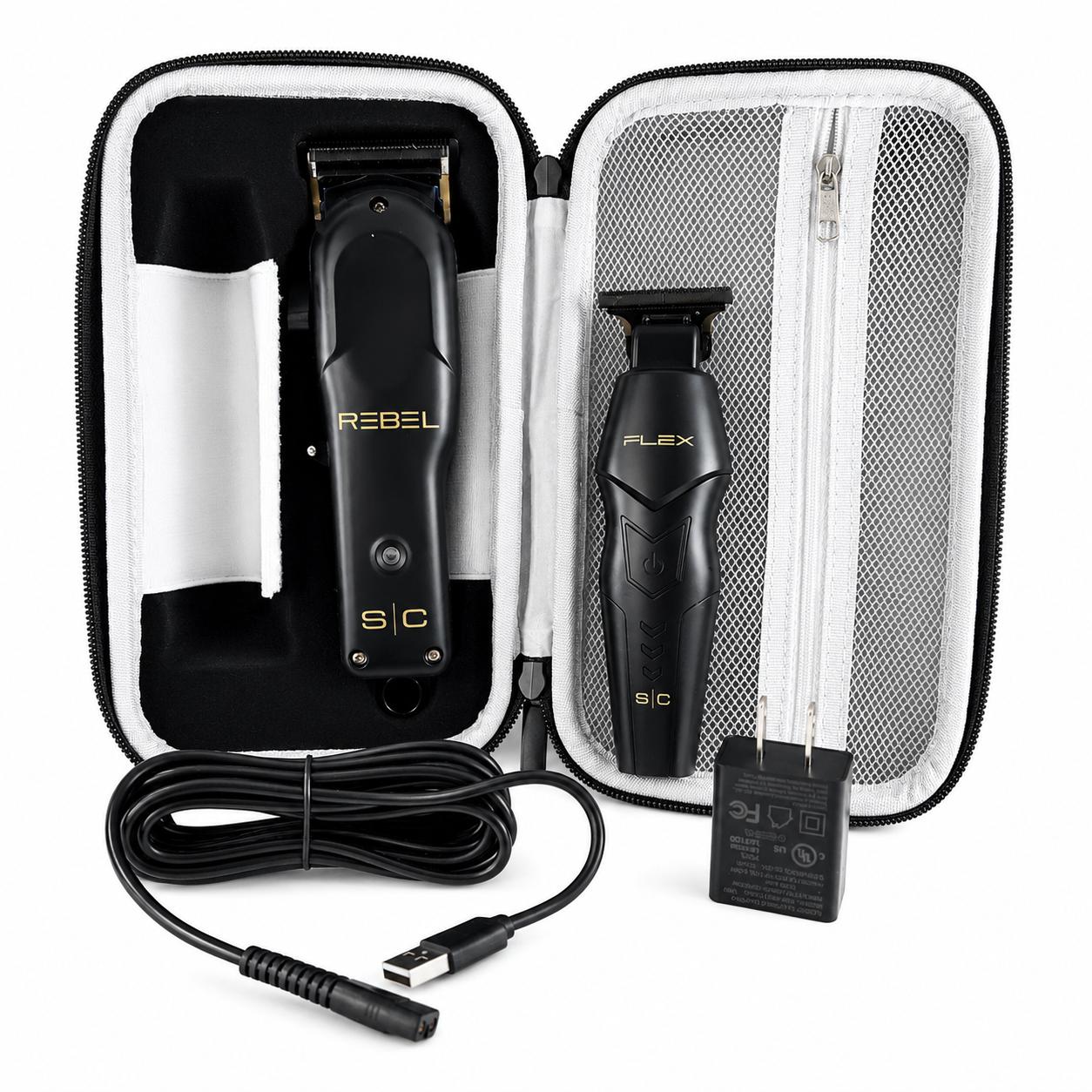 StyleCraft Pro Super Set Black Rebel Clipper & Flex Trimmer Premium Clipper SC326B