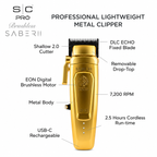 StyleCraft Saber 2.0 Cordless Modular Clipper Gold High-Torque Brushless SC617M
