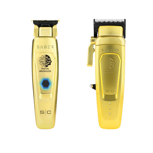 StyleCraft Saber 2.0 Cordless Modular Clipper & StyleCraft Gold Saber Grooming Set SC405G+SC617M