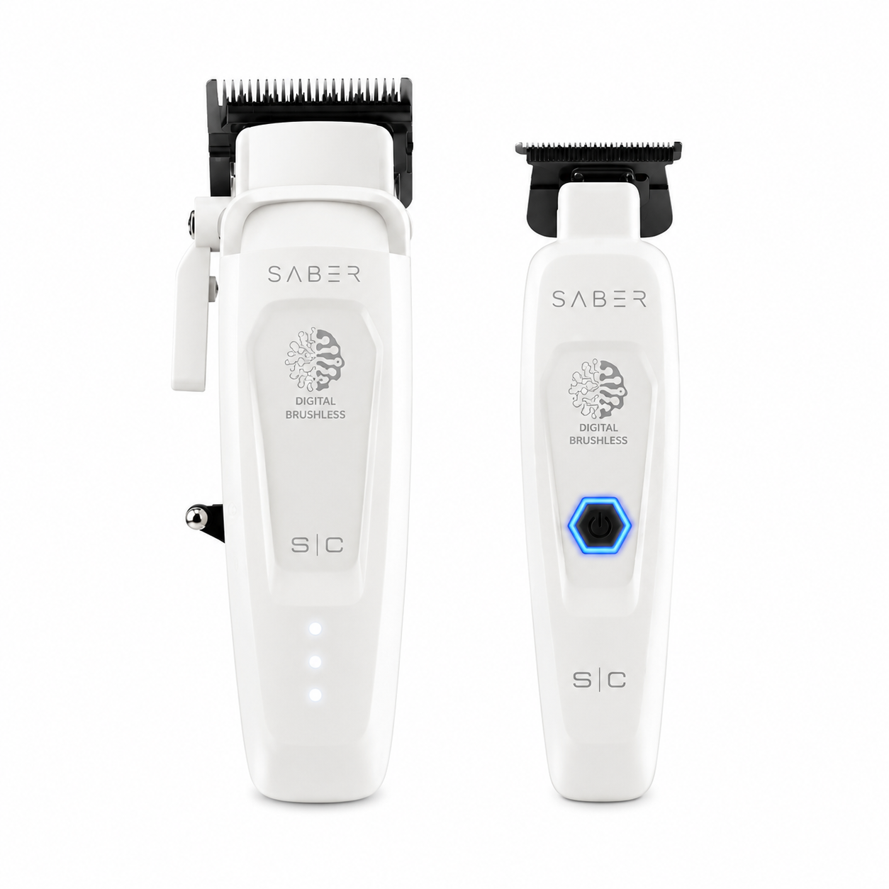 StyleCraft Saber II SC619 White Cordless Brushless Clipper & Limited Edition Bundle SC421W