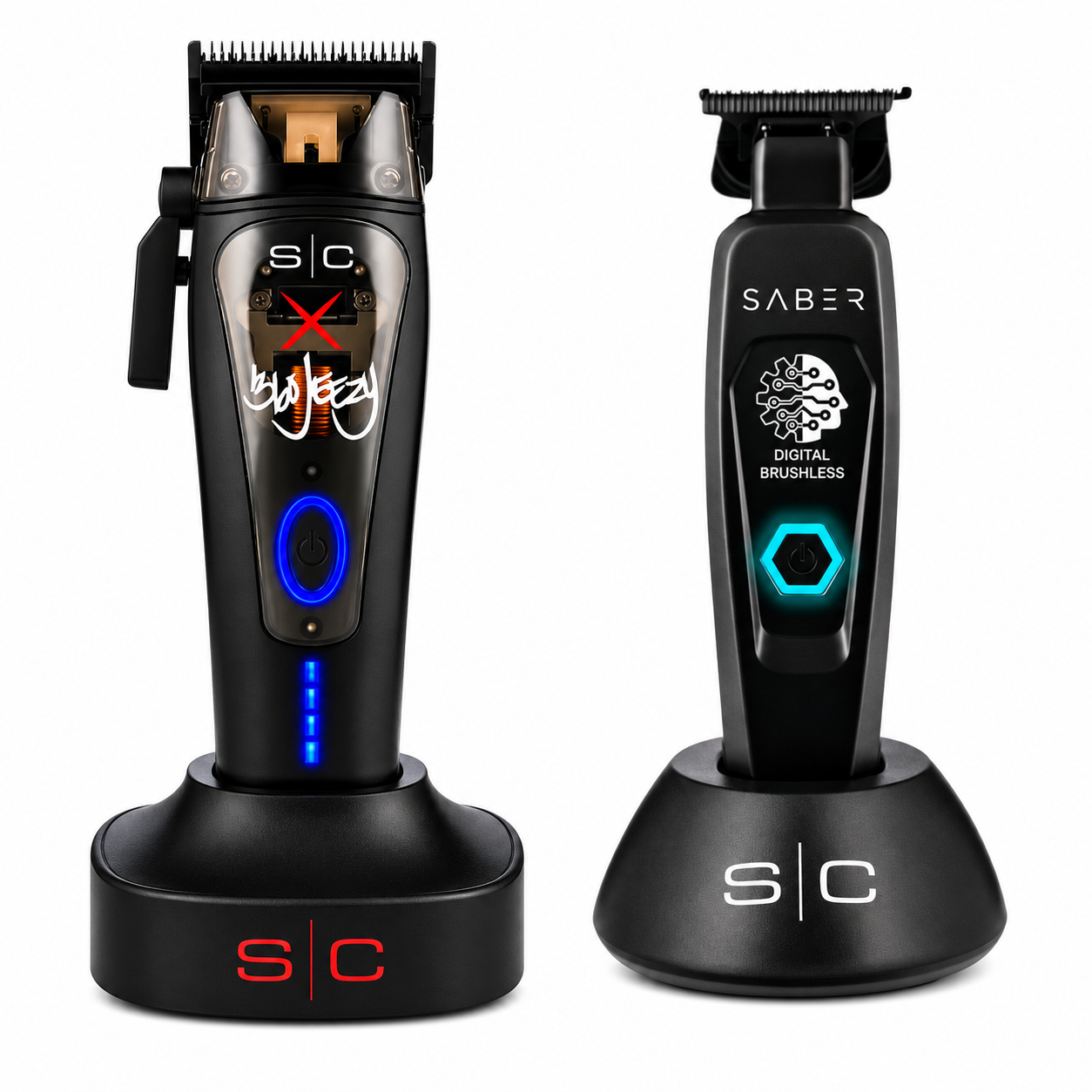 StyleCraft x 360 Jeezy Cordless Clipper & Black Saber Cordless Trimmer Combo SC614B + SC403B