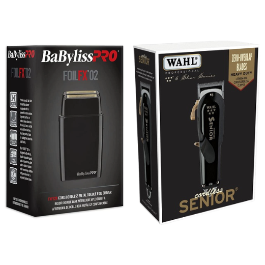 Wahl Cordless Senior Clipper & BaBylissPRO Black Cordless Double Foil Shaver Combo