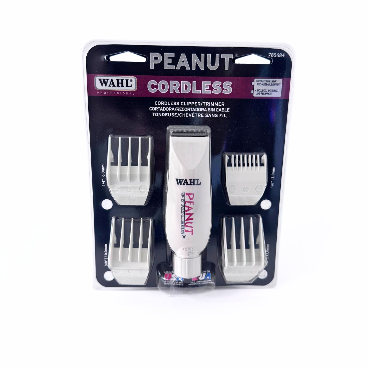 Wahl Pro Peanut Cordless Clipper/Trimmer White 8663 front of box