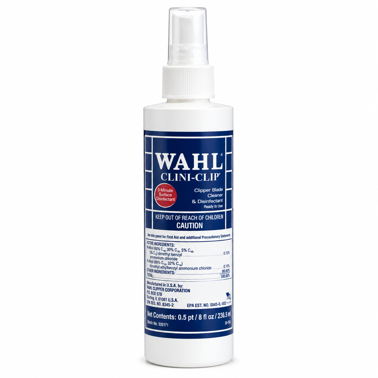Wahl Professional Clini-Clip Blade Disinfectant Spray 8oz Fast-Acting Clipper Cleaner & Sanitizer 3701
