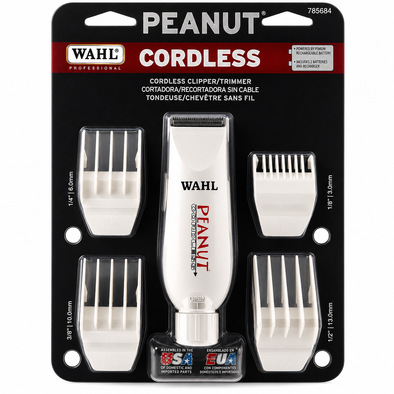 Wahl Professional Peanut Cordless Clipper/Trimmer White 8663