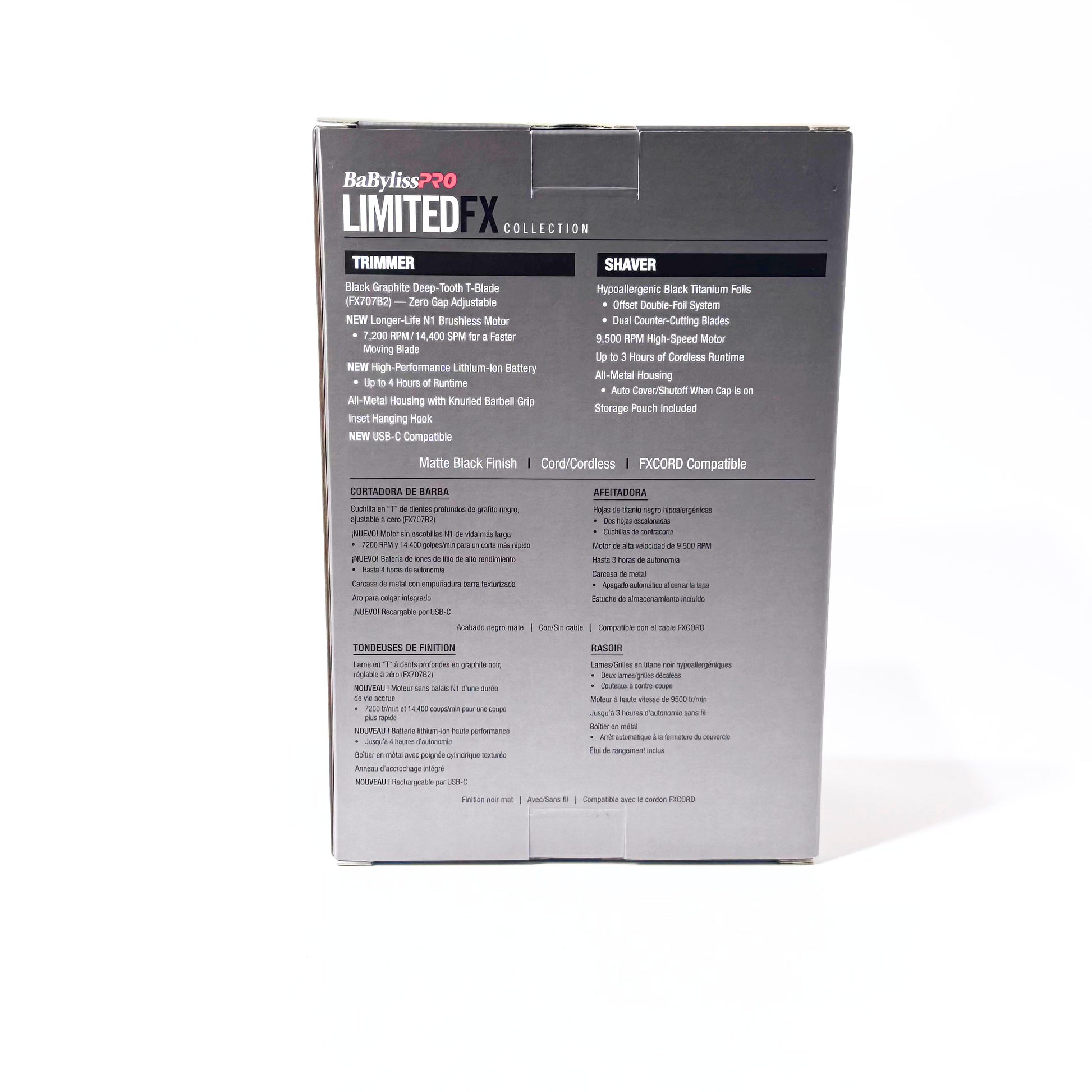 babylisspro black fx trimmer shaver combo box back
