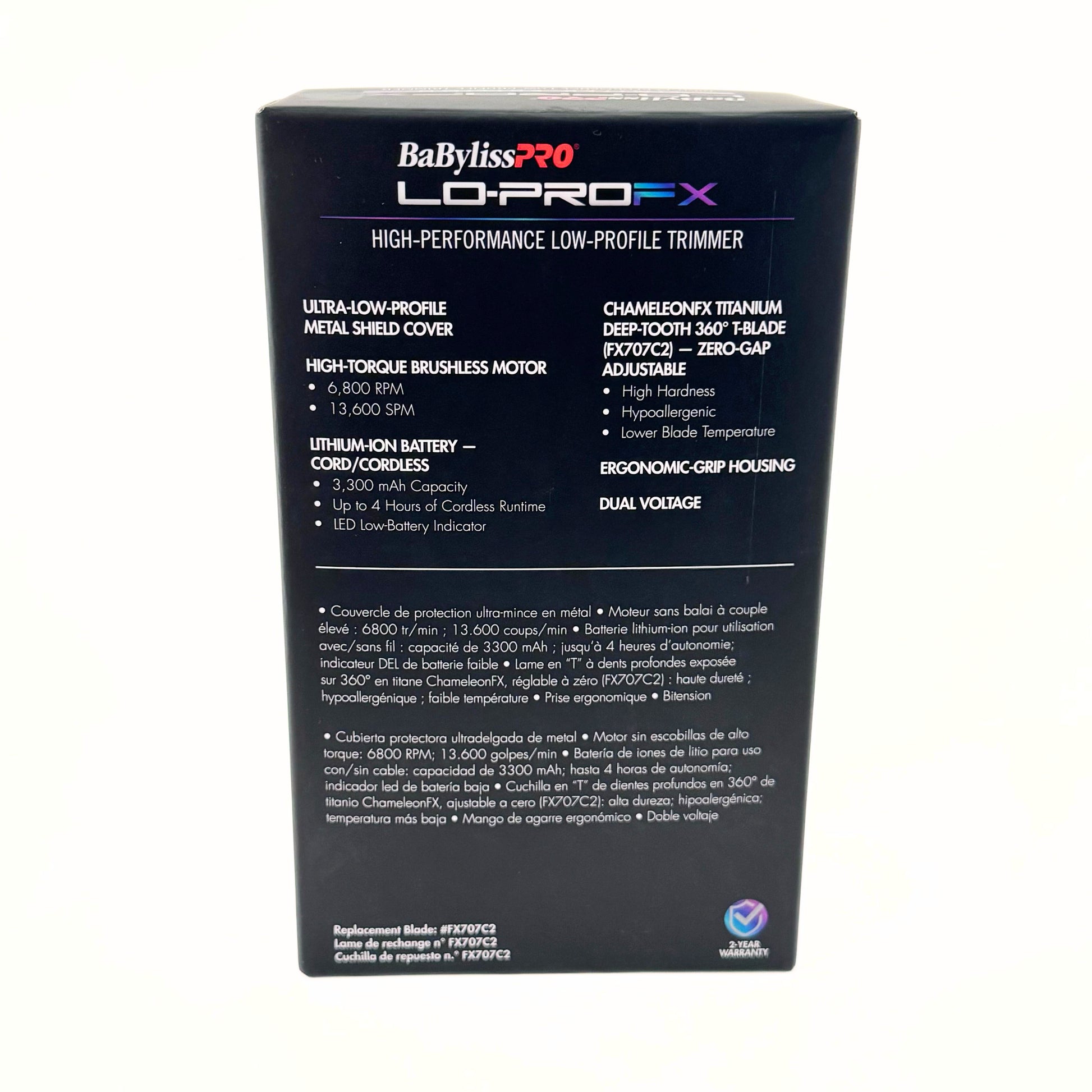 babylisspro lo pro iridescent trimmer fx726rb back of box