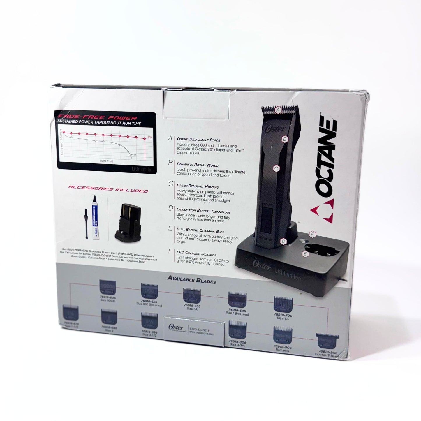 oster octane clipper box back